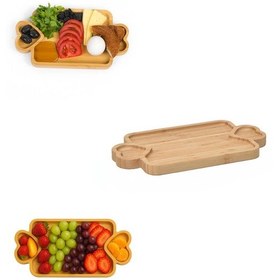 Resim İbico Bambu Ahşap Kalp Bölmeli Dikdörtgen Servis Tabağı Küçük Sunum Tepsisi 24,9 Cm X 13,9 Cm X 1,4 Cm Ahşap 