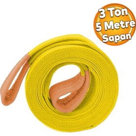 Resim Vinç Sapan Polyester Spanzet 3 Ton 5 Metre Sarı Sağlam Yük Kaldırma Taşıma Indirme Caraskal Halat 