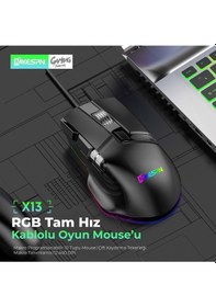 Resim Mkespn X13 Gaming Mouse Kablolu 12400 Dpi 10 Tuş Makro Rgb Oyuncu Mouse Siyah 