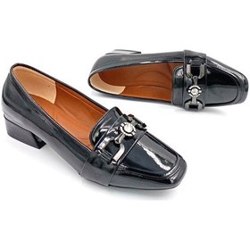 Resim Beyaz Park Moda Zeni Ön Toka Detaylı Alça Kalın Topuklu Günlük Kadın Ayakkabı Rugan Siyah Rugan Siyah 