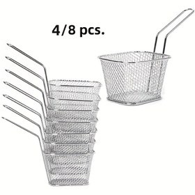 Resim 4/8 Adet Patates Kızartma Sepeti, Yemekler İçin Izole Edilmiş Kızartma Sepeti, Restoran Tavuk Kebap Sepeti, Fransız Fries Sepeti 