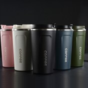 Resim 510 ml / 17.2 oz kapasiteli çift duvarlı paslanmaz çelik vakum seyahat bardağı, kahve, çay için tekrar kullanılabilir yalıtımlı termos fincan, Noel hediyesi 
