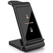 Resim Microcase iphone-iOS Uyumlu Watch-Airpods Uyumlu 3in1 Manyetik Şarj Standı Siyah AL3697 