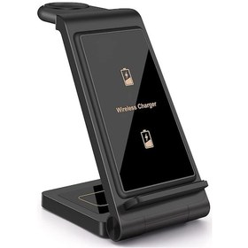 Resim Microcase iphone-iOS Uyumlu Watch-Airpods Uyumlu 3in1 Manyetik Şarj Standı Siyah AL3697 