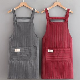 Resim 1 adet Profesyonel Kalite Ayarlanabilir Çizgili Önlük Cep ile - Dayanıklı Polyester, Şefler, Barbekü Tutkunları ve Berberler için İdeal, Barbekü Önlüğü | Çizgili Önlük | Polyester Önlük 