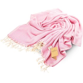 Resim YURTLU'S Sapphire Sands Series Turkish Beach Towel Pre-Washed 38"x72" Quick Dry and Highly Absorbent Oversized Sand-Free Stylish and Versatile for Beach, Spa, and Home Light 100% Cotton Peshtemal - Soft Pink 