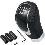 Resim Aubyhe Manuel Arabalar İçin 5 Vitesli Pu+alloy Vites Düğmesi, Kolay Kurulum, Doğrudan Değişim, Siyah, Konik Tabanlı Modeller İçin Uygun 