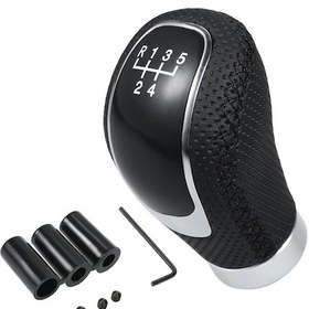 Resim Aubyhe Manuel Arabalar İçin 5 Vitesli Pu+alloy Vites Düğmesi, Kolay Kurulum, Doğrudan Değişim, Siyah, Konik Tabanlı Modeller İçin Uygun 