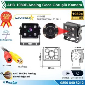 Resim Ahd 1080P/ANALOG Orta Boy Gece Görüşlü Rca Av Soketli Kamyon Tır Otobüs Kamerası 