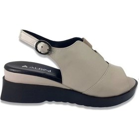 Resim Albini A-10349 Kadın Deri Dolgu Sandalet Vizon 