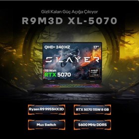 Resim Game Garaj Slayer R9M3D XL-5070-C2 R9-9955hX3D 32 GB 1 TB SSD RTX5070 17" Free Dos Dizüstü Bilgisayar 