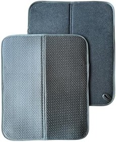 Resim Bulaşık Matı Süper Emici Bulaşık Kurutma Matı 44x36cm Tezgah Üstü Bulaşık Matı, 2'li Set, Gri 