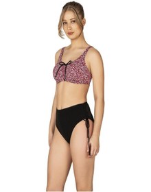 Resim Endeep Kadın Büyük Beden Balenli Destekli Bağlama Detaylı Kırmızı Desenli Bikini Takımı-kırmızı Kırmızı 