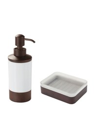 Resim Sıvı Sabunluk Sabunluk Ahsap Kahverengi 2 Li Banyo Seti, 