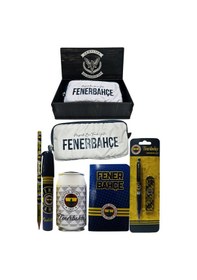 Resim Fenerbahçe Orjinal Lisanslı Beyaz Kutu Kalemtraş Ahşap Kutulu 6'lı Kırtasiye Seti Fb Laci Yeni 