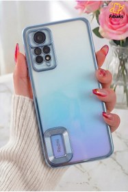 Resim Fibaks Redmi Note 11 Pro/12 Pro 4G Kılıf Kamera Lens Korumalı Şeffaf Renkli Logo Gösteren Parlak Mavi 