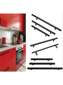 Resim Paslanmaz Boy Kulp Nobel Mat Siyah 192 mm | Modern Dolap & Çekmece Kulpu | 5’li Paket 
