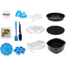 Resim Sweet Rui 13 Parça 7 Inç (18cm) Yui / Xiaomi / Philips / Kumtel Uyumlu Air Fryer Aksesuarları Set - Siyah (Yurt Dışından) 
