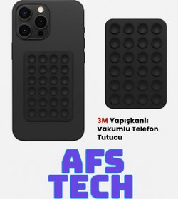Resim AFS Tech Siyah Silikon Vakumlu Vantuz Telefon Yeni Nesil Güçlü Vantuz Tutuşu 