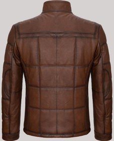 Resim Hakiki Kuzu Derisi Kahverengi Erkek Deri Mont Işlemeli Deri Ceket Kahverengi 