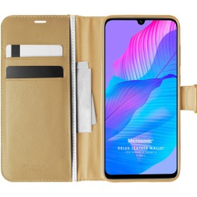 Resim Huawei P Smart S Kılıf Delux Leather Wallet Gold 