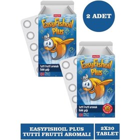 Resim Easyvit Easy Fishoil Plus Tutti Frutti Aromalı Balık Yağı 2 x 30 Tablet 