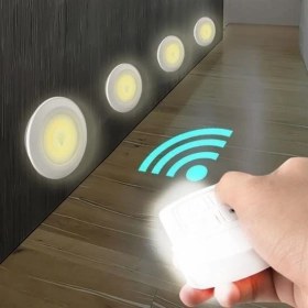 Resim 3lü Uzaktan Kumandalı Pilli Yapışkanlı Kablosuz LED Spot Lambalar 