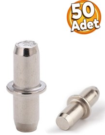 Resim Badem10 Raf Pimi Cam Ahşap Metal Raf Tutucu Çivisi Mobilya Dolap Pimi Metal (50 Adet) 