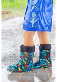 Resim Kiko Kids Savana Su Geçirmez Erkek Çocuk Yağmur Çizmesi Lacivert - Sarı 