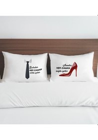 Resim Bk Gift Sevgili Tasarımlı Pamuklu 2 Li Yastık Kılıfı Seti-9 50x70cm , Sevgiliye , Ev si, Tasarım Ev Tekstili 
