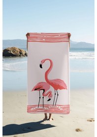 Resim Dijital Baskı Plaj Deniz Havlusu Flamingo Desenli Peştamal Hvl0072 Renkli 