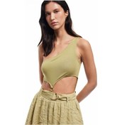 Resim Koton Slim Fit Pencere Detaylı Tek Omuz Bodysuit Haki 5sak10031pk Haki 