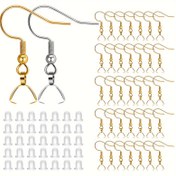 Resim Küpe Kancaları 40/100 Adet Set, Paslanmaz Çelik Kulak Telleri Balık Kancaları, Hipoalerjenik Takı Parçaları DIY Takı Yapımı İçin 