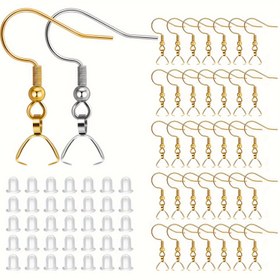 Resim Küpe Kancaları 40/100 Adet Set, Paslanmaz Çelik Kulak Telleri Balık Kancaları, Hipoalerjenik Takı Parçaları DIY Takı Yapımı İçin 