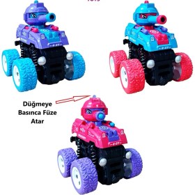 Resim Brother Toys Füze Atan Oyuncak 1 Adet 4x4 Arazi Aracı Mermi Fırlatan Sürmeli Tank Araba 9 Cm. 