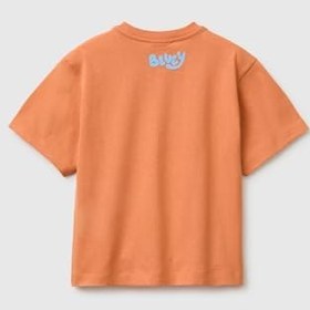 Resim Benetton Erkek Çocuk Turuncu Bluey Baskı Detaylı Yuvarlak Yaka T-Shirt 