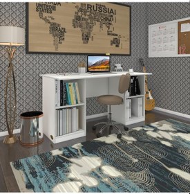 Resim Kenzlife Ofis Masası Masi Oka Byz 75 170 80 Raflı Dolap Çiftli Bilgisayar Çalışma Masası 