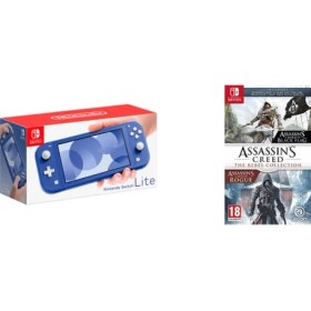 Resim Nintendo Switch Lite Konsol Mavi Blue Sıfır Oyun Konsolu + Assassins Creed The Rebel Collection Oyunlu Bundle 