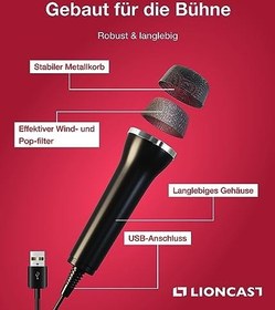 Resim Lioncast Evrensel USB-PC, Wii için mikrofon ve PS4, 2 adet siyah 