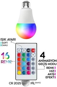 Resim Rgb Led Lamba Kumandalı Ambiyans Aydınlatma 2000 Lümen Tasarruflu Renk Değiştiren Led Işık 