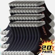 Resim 40/20 adet Erkek Dört Mevsim Spor Çorap - Nefes Alabilen, Rahat, Yumuşak Günlük Minimalist Koşu Çorapları, Polyester Karışımı, Örgü Kumaş, 252g/m², 20 Çift, Spor Çorapları | Minimalist Tasarım | Örgü Yapımı 