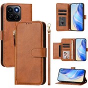 Resim Honor 400 İçin Akıllı Fermuarlı Pu Deri Manyetik Kartlık Flip Kılıf 