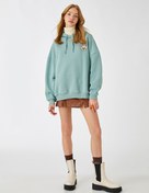 Resim Oversize Sweatshirt Kapüşonlu Baskılı İçi Polarlı 