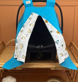 Resim İndirimli Ürün - Çift Taraflı Puset Örtüsü - Turkuaz Petek - Zoo 