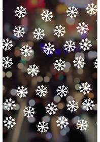 Resim Beyaz 40 Adet Kar Tanesi Cam Sticker Yılbaşı Dekoru Yılbaşı Sticker- 