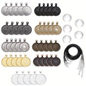 Resim 1 set/15 adet/paket 25mm yuvarlak cam boncuklar için uygun boş kolye askı tepsisi, DIY kolye ve takı yapımı için ideal 