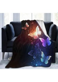 Resim Kelebek 3d Tek Kişilik Polar 150 Cm 220 Cm. Tv Battaniyesi 