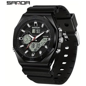 Resim Oldfriend Sanda Erkek Kasa Yuvarlak Kadran Çinko Alaşım Suya Dayanıklı Elektronik Spor Saati Siyah Diğer 