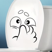 Resim 1 Adet Komik Banyo Sticker - Şirin Sürpriz İfadeli, Kendinden Yapışkanlı Tuvalet Dekoru için Halloween, Noel, Şükran Günü, Kolay Uygulanır & Çıkarılır - Tek Kullanımlık Banyo Süslemeleri (1 Adet), Mevsimlik Ev Aksesuarı, Karikatür Tasarım, Yarı Mat Yüzey 