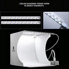 Resim TriLine PULUZ 2x20 LED Işıklı 6 Fonlu Fotoğraf Çekim Çadırı 20x20 cm 